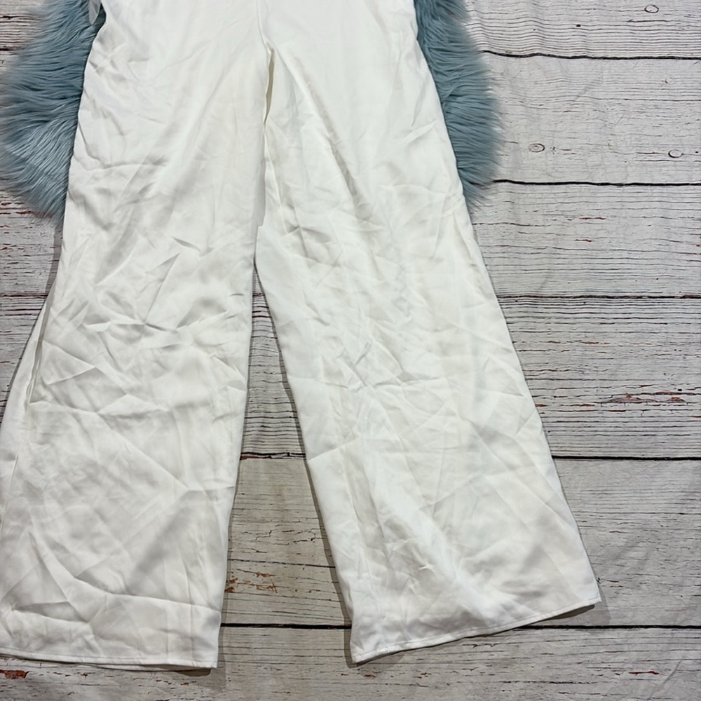 NWT Lulus Eternal Bliss White Tulle Off-the-Shoulder Wide-Leg Jumpsuit - Picture 7 of 9